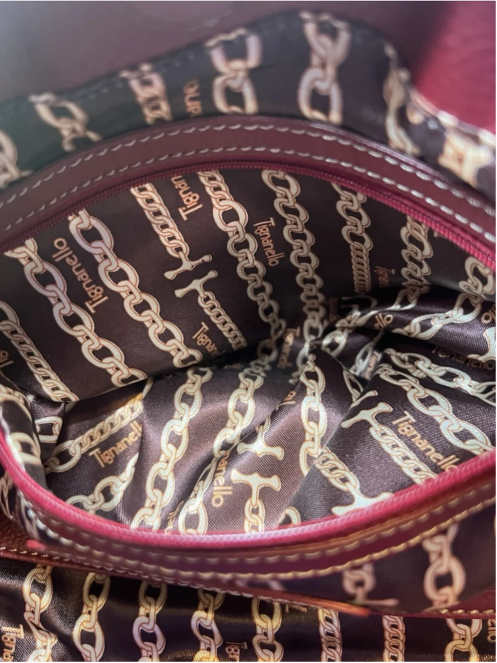 Tignanello Red Slouch Leather Hobo Shoulder Bag Purse Y2K